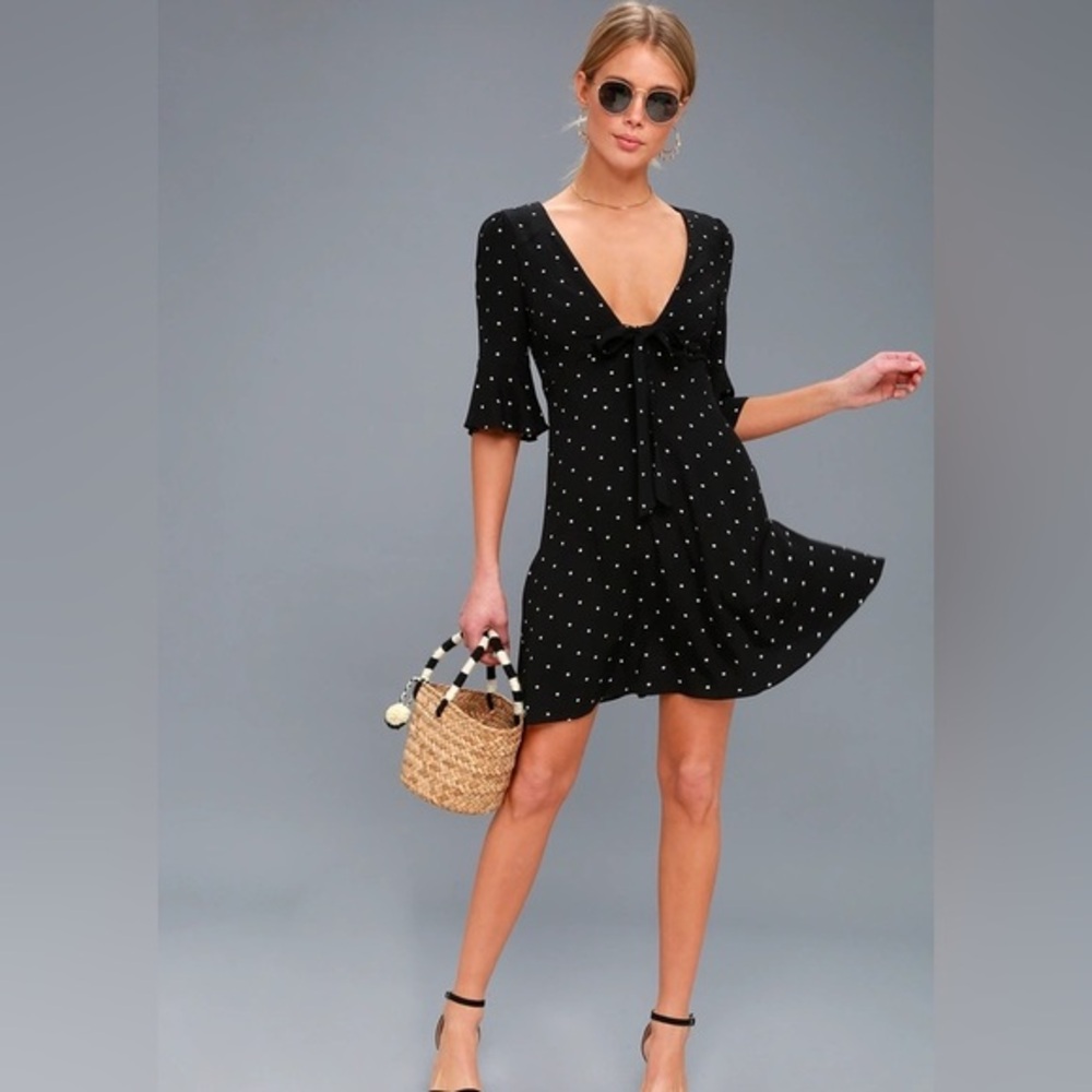 NWOT Free People All Yours - Black Polka Dot Dress - Size 2